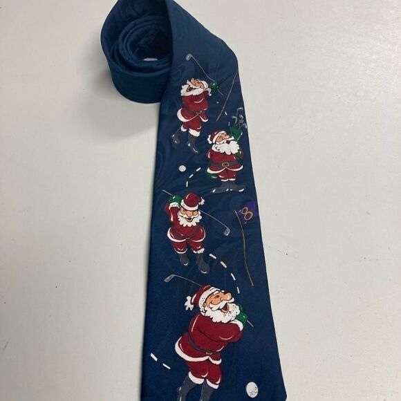 JINGLE BELLS,Golfing Santa, Men’s Tie, 56X4 - Picture 3 of 11